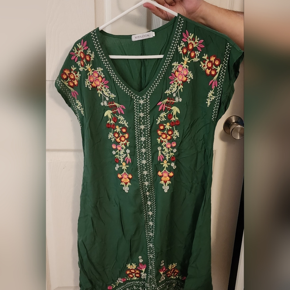 Misslook Medium Green Embroidered
